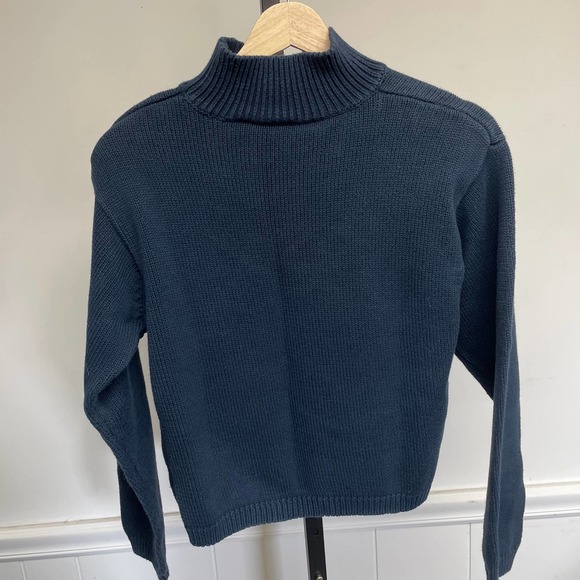 SOLD 90s Vintage Cotton Classic American Flag Mock Turtleneck Cropped Sweater - Picture 3 of 9